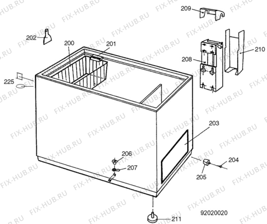 Взрыв-схема холодильника Elektro Helios BK275-3FF - Схема узла C30 Cabinet/interior B